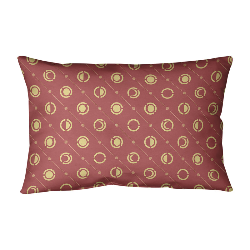 Coussin lombaire Moon phases, Duvet/plume, Rouge/jaune, H 14 po x l 20 po