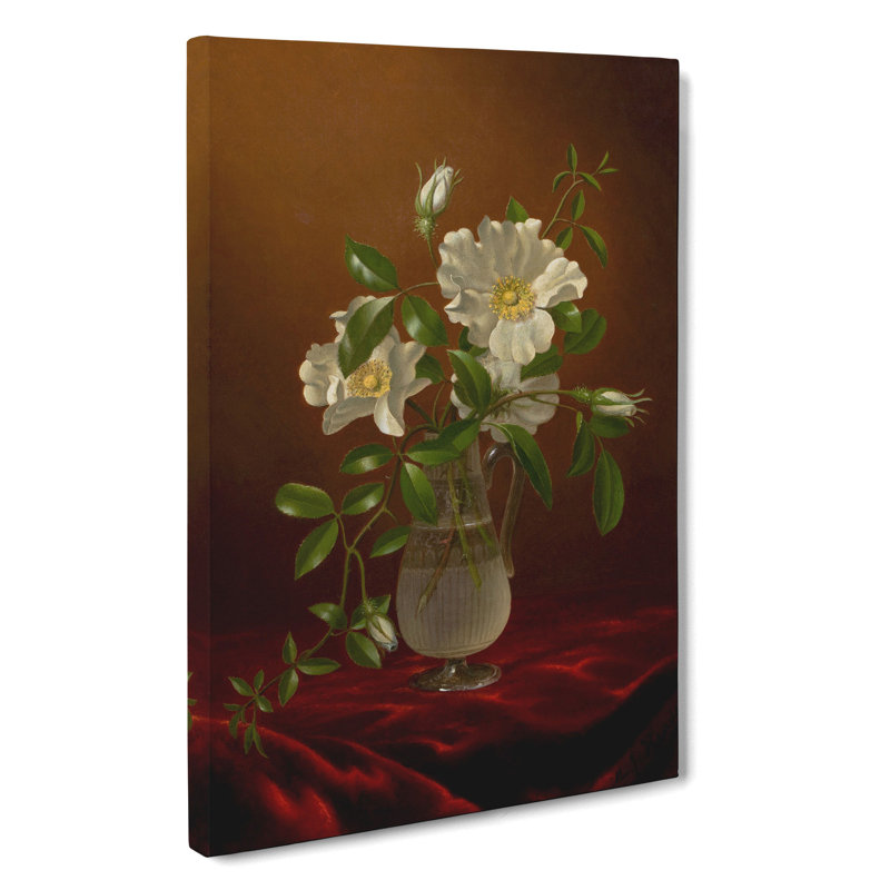 Cherokee Roses In A Vase by Martin Johnson Heade - Wrapped Canvas Painting, 50cm H x 35cm W x 3cm D