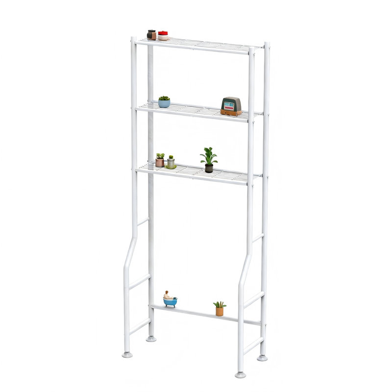 Support de rangement au-dessus de la toilette, tablette de rangement en métal à 3 niveaux (blanc)