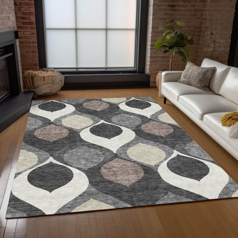 Tapis gris intérieur / extérieur lavable à la machine Mahaney ACN749, Rectangulaire 8 pi x 10 pi