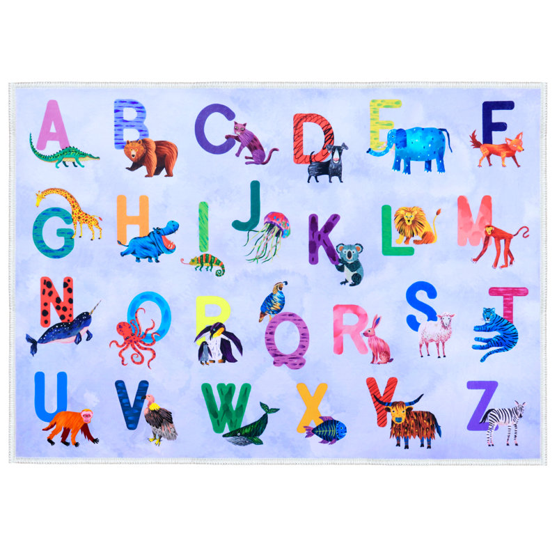 Tapis de classe Alphabet pour enfants, Rectangle 6 pi x 9 pi
