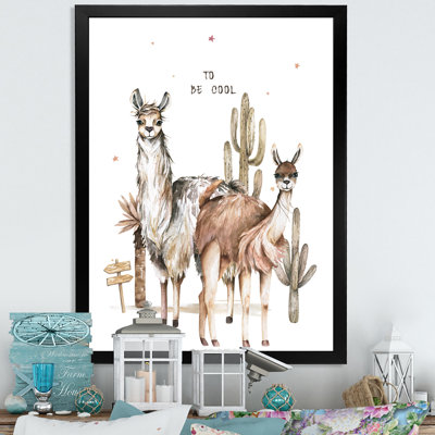 Adorable dessin de lama mignon pour enfants - art mural traditionnel sur toile