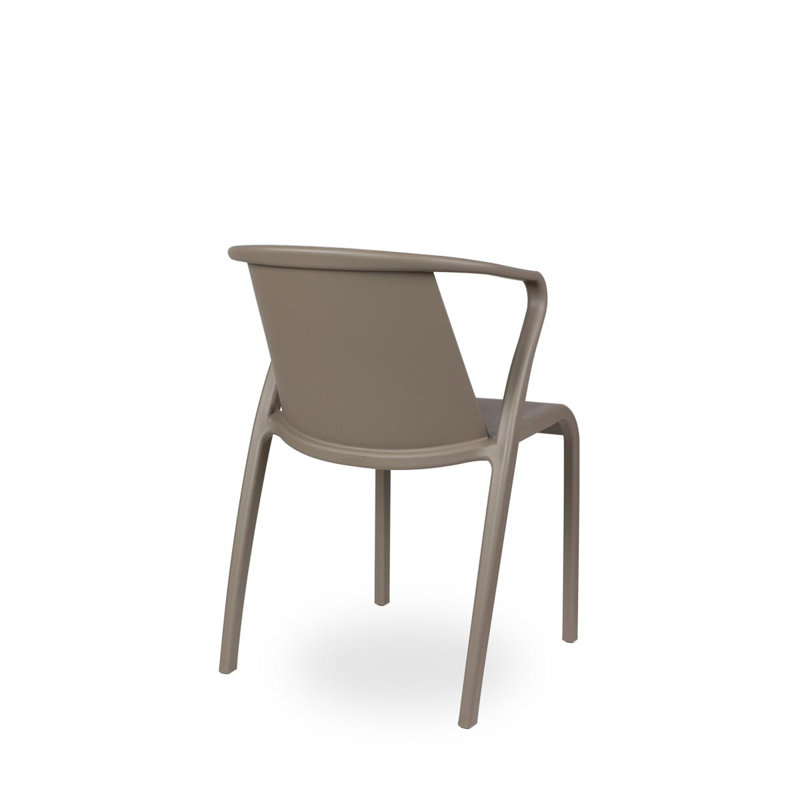 Horka Stacking Patio Dining Armchair with Cushion, Taupe