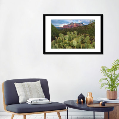 «Opuntia Cactus And Mountain, Red Rock-Secret Mountain Wilderness, Arizona» par Tim Fitcharris - reproduction d'art sur toile tendue