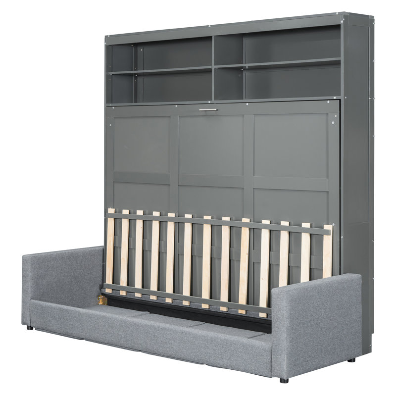Lit avec grand lit gris - Maximiser l'espace dans la chambre à coucher, idéal pour la vie en appartement, Gris