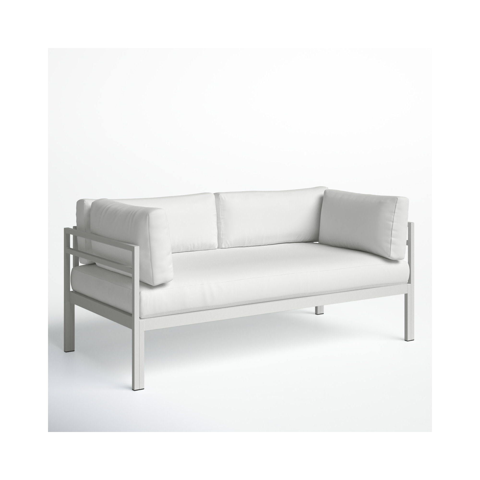 Novae 65" Wide Outdoor Patio Sofa with Cushions, White