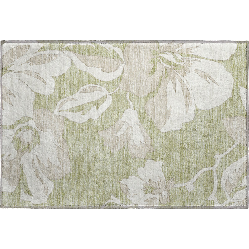 Premium Machine Washable Prisco Aloe Rug, Rectangle 1'8" x 2'6"