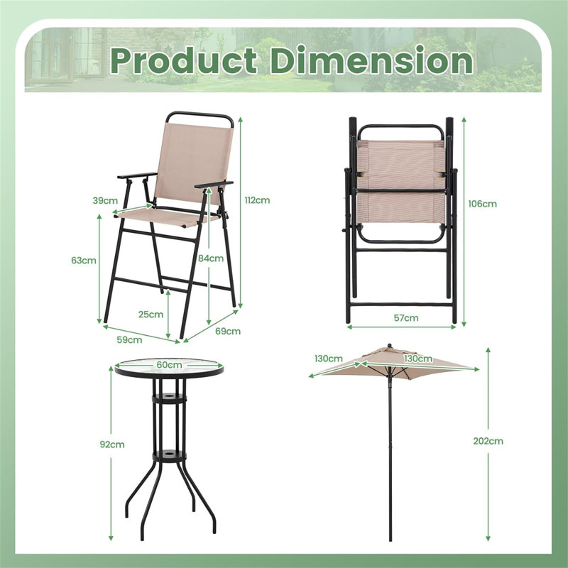 Carrisa 2 - Person Metal Patio Dining Set with Round Table
