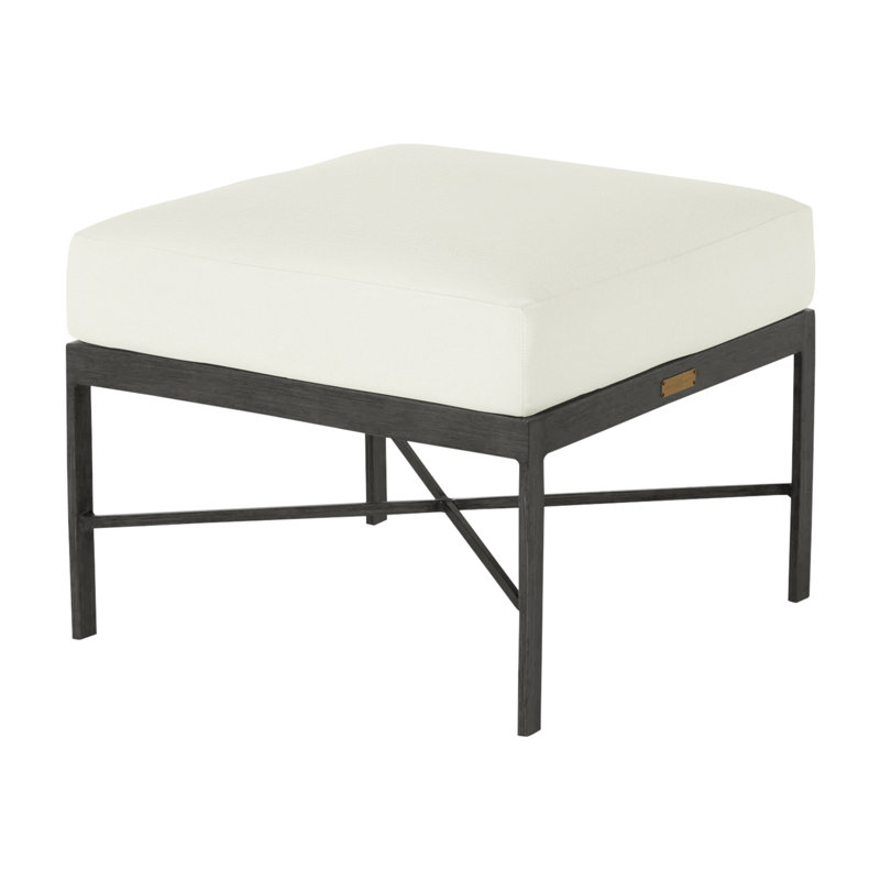 Monaco Outdoor Ottoman With Cushion, Natural White, Slate Gray, No Welt