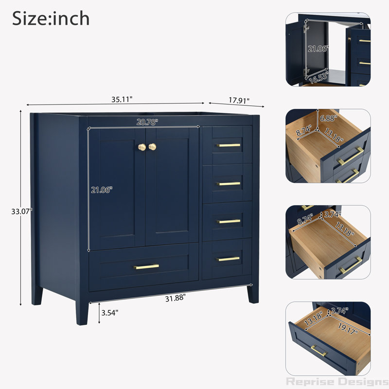 35.11'' Single Bathroom Vanity Base Only