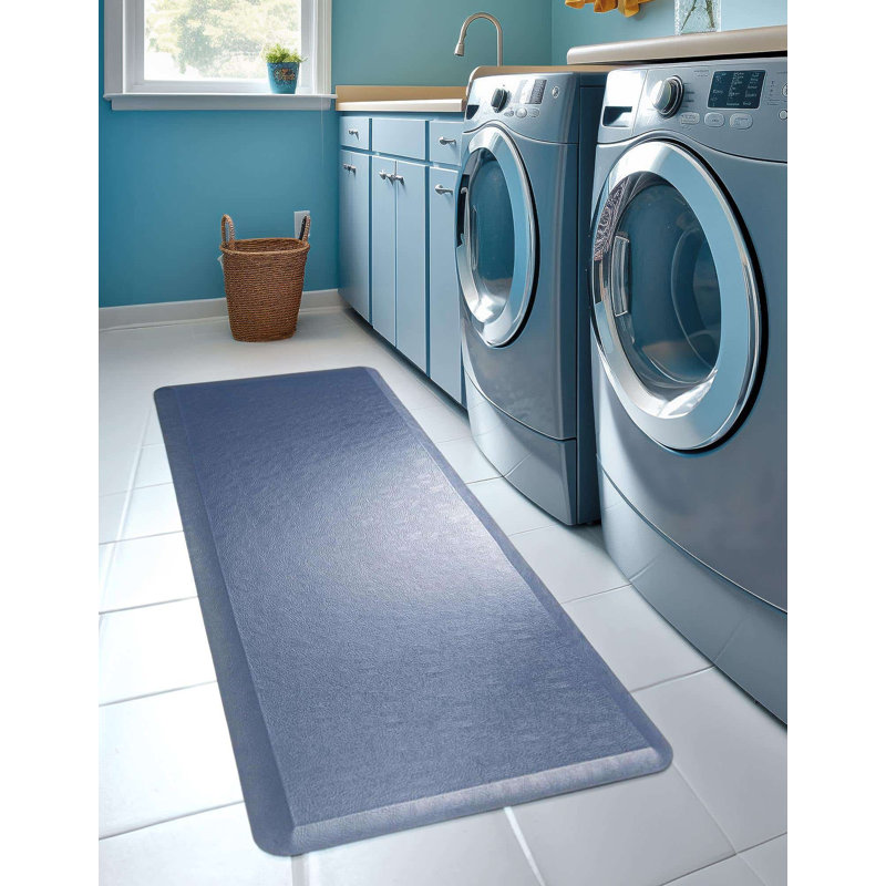 Bodington Modern Solid Color Water Resistant Non-Skid Kitchen Mat, Rectangle 2' x 3', Navy Blue