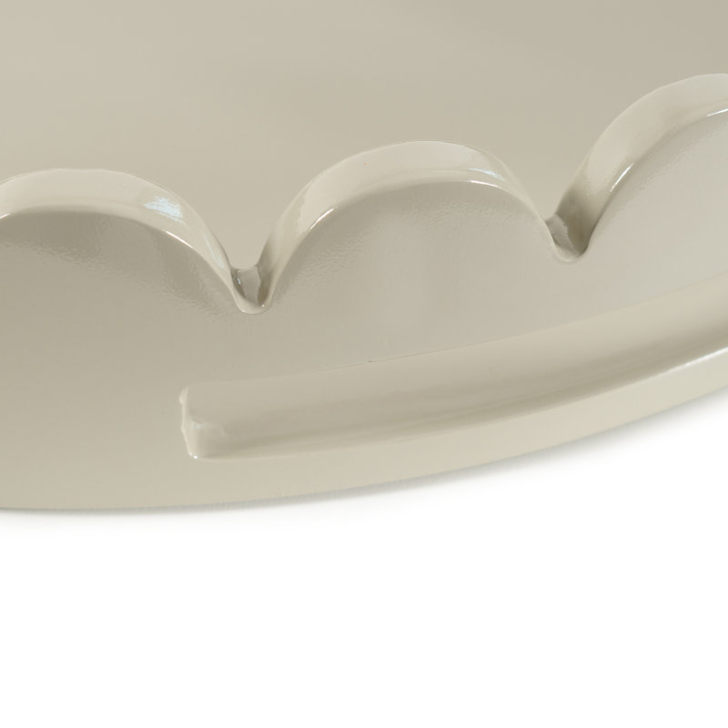 Plateau rond en bois festonné Effa, Gris