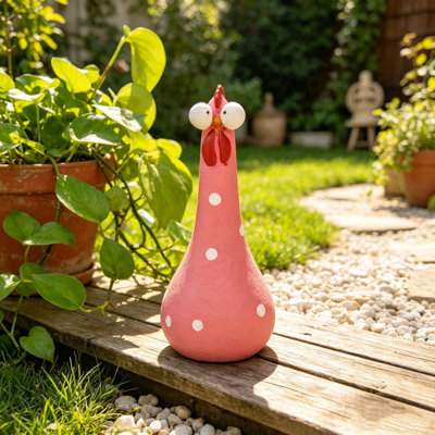Amusant petit poulet décoration de jardin gros yeux à long cou statue de poulet coq en résine à la main statue de jardin animal de jardin pour le jardin Art déco et décoration intérieure