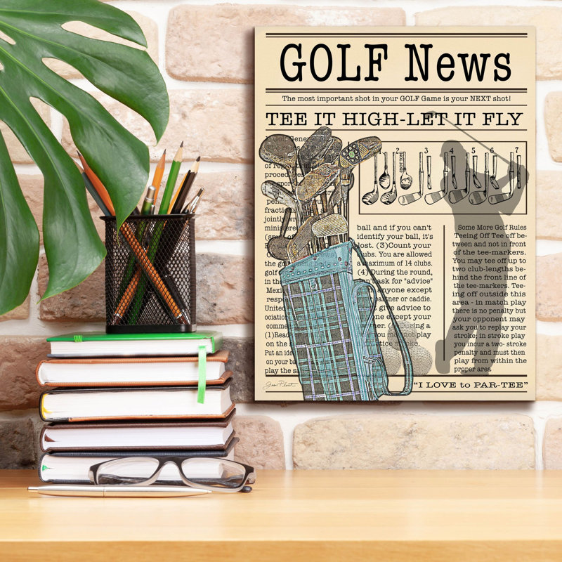  «Golf News 1» par Jean Plout, art mural sur toile, 12 po x 16 po