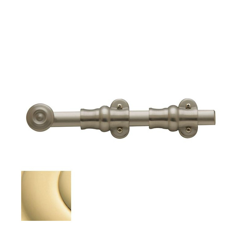 Ornamental Surface Bolt, 9.1" H x 2.8" W x 2" D, Unlacquered Brass