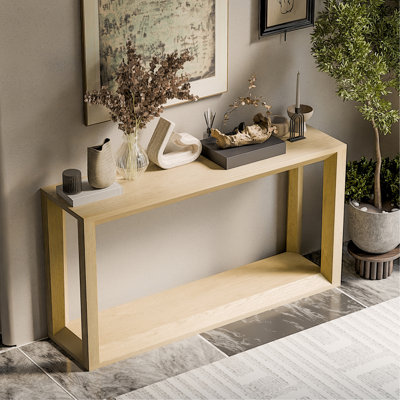 Console rectangulaire en placage de bois massif, table de canapé large, table de canapé derrière avec amplement de rangement pour le vestibule et le salon