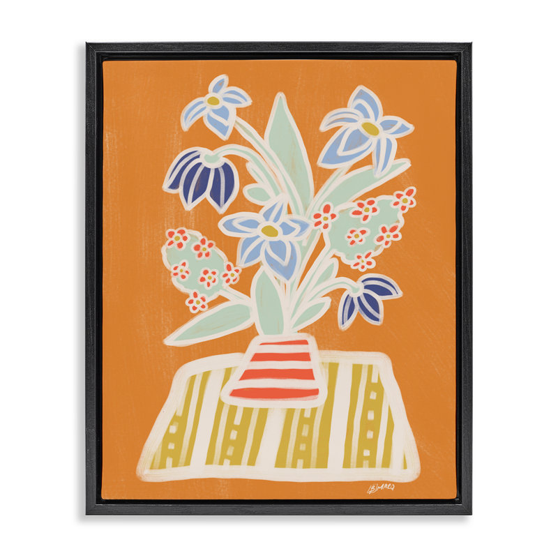 Cadre flottant Trea Flower Bouquet, design par Beki Marquardt, Cadre flottant noir de jais, H 21 po x l 17 po