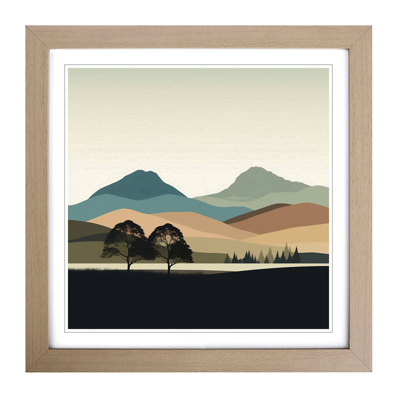Scotland Minimalism No.1 - Single Picture Frame Print on Wood, Oak