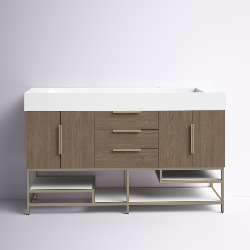 Ensemble de meuble-lavabo double 59 po Glasgow, Chêne clair