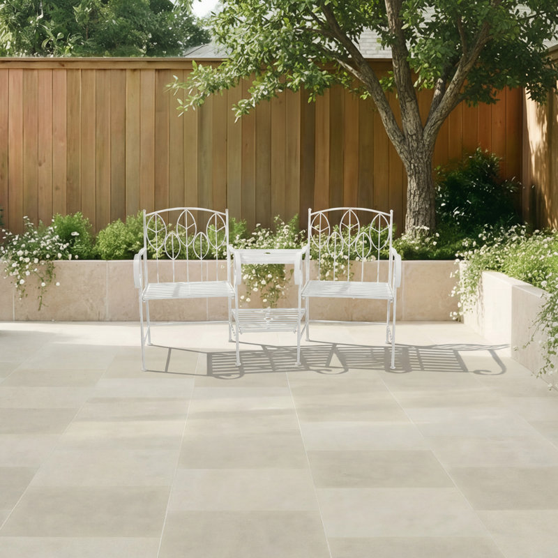 Wrought Iron Outdoor Bench, White