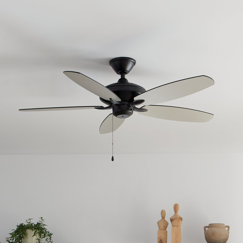 52'' Ceiling Fan, Black with Satin Blade