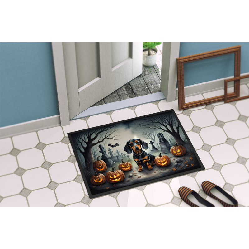 Paillasson Dachshund Spooky Halloween 18 x 27, L 24 po x L 36 po