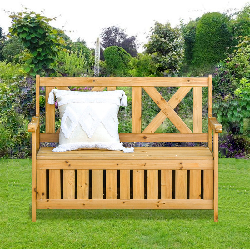 Banc de rangement extérieur avec boîte de rangement, Brun