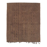 Vintage Tuareg Square Mat In Brown And Gold With Geometric Patterns- Rug & Kilim