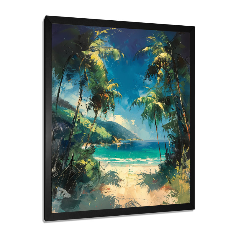 Santoyo - salon d'art mural palmiers et palmiers, H 12 po x l 20 po, Cadre simple noir
