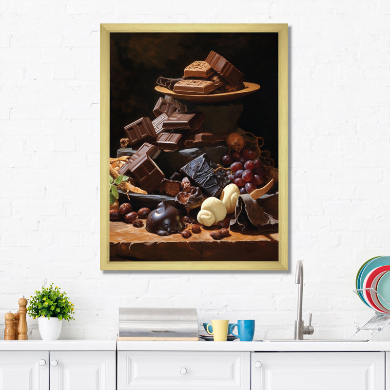 Blanscet Food Chocolate Dreams III, H 40 po x l 30 po x P 1,5 po, Encadrement doré