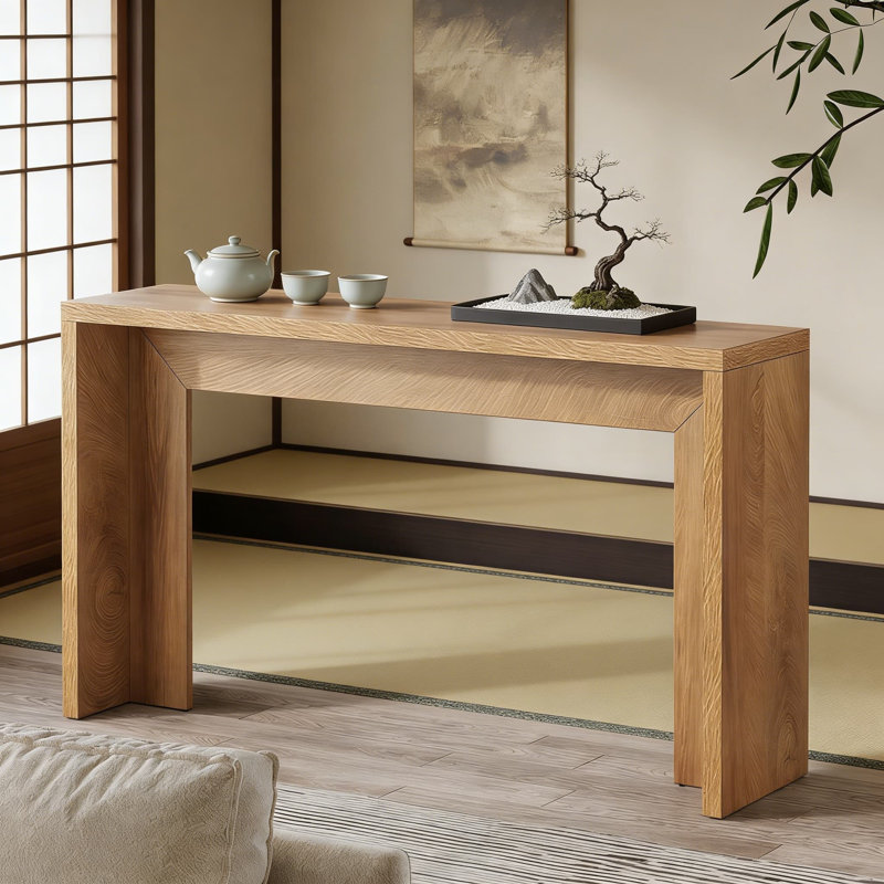 Console avec rangement Farmhouse, table de canapé étroite pour canapé derrière, support de couloir d'entrée pour le salon et l'entrée, finition brun clair