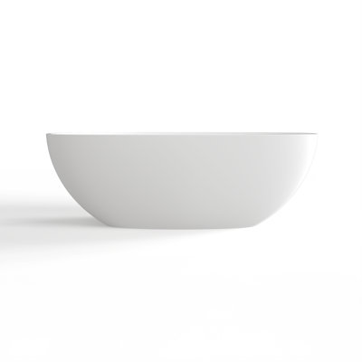 Baignoire de trempage ovale autoportante de 67 pouces à surface solide blanc mat