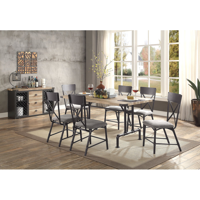Chaise d'appoint grise et noire sable avec dossier en forme de X (ensemble de 2)