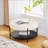 30.9"Wide Upholstered Round Ottoman Coffee Table Foot Rest With Black Metal Legs-518290357