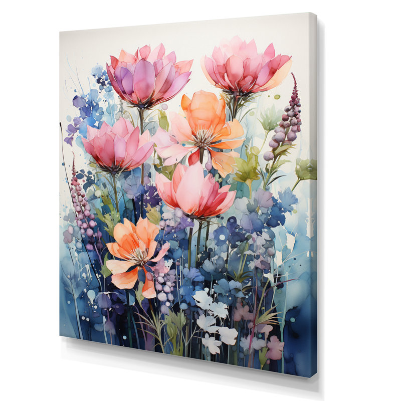 Blue Bonnets Multicolored Collage I " Blue Bonnets Multicolored Collage I ",  32" H x 24"W  x 1" D, Wrapped Canvas