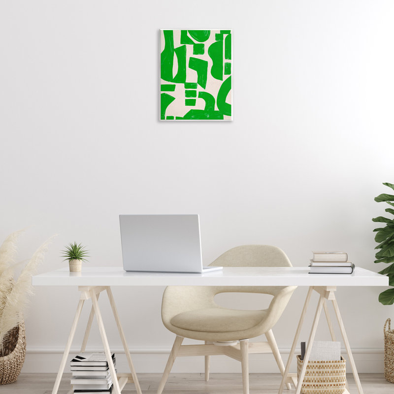  Green Asymmetrical Shapes Wall Plaque Art by June Erica Vess
