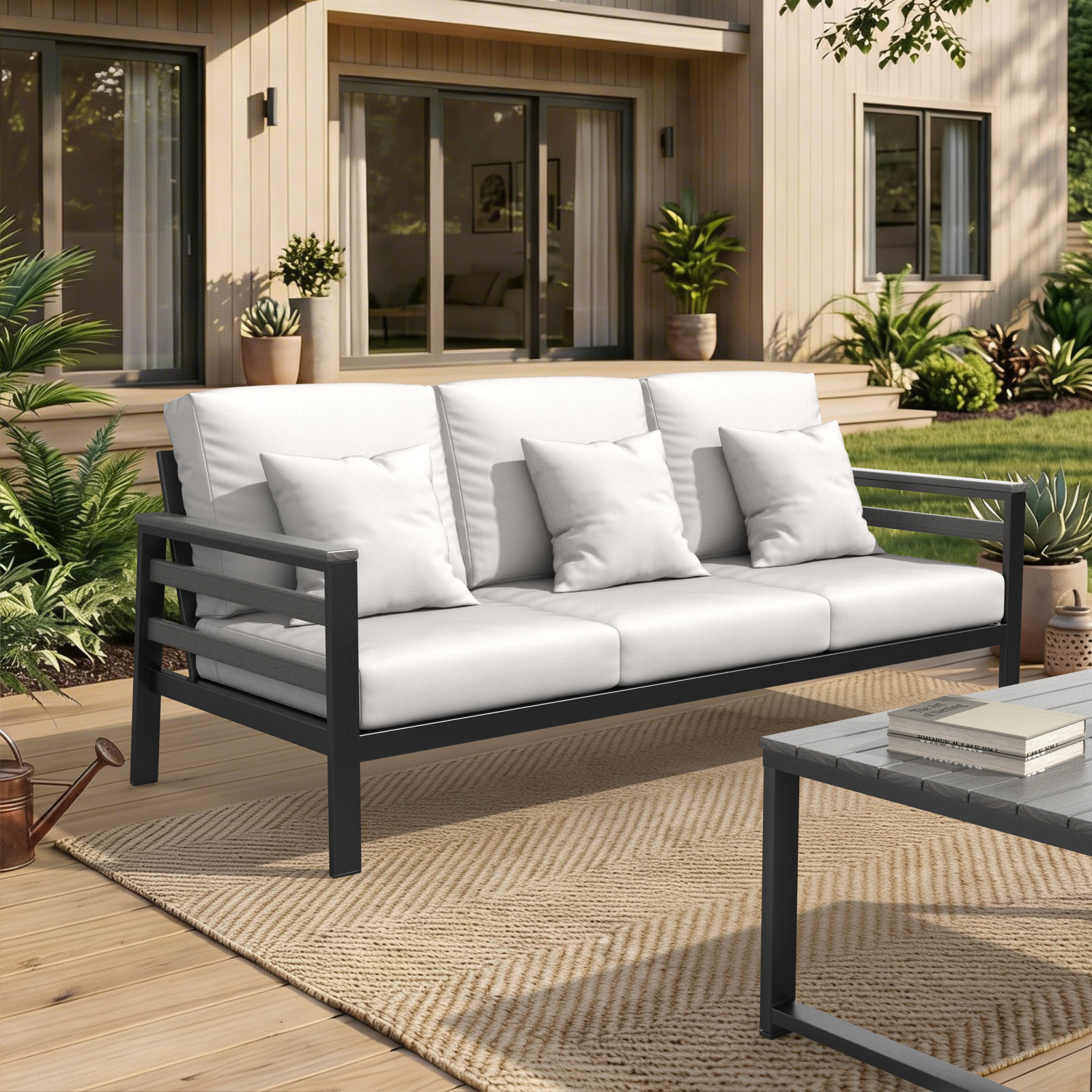 Townsend 80" Sunbrella® Patio Sofa, Sunbrella® Canvas Natural, Coastal Grey
