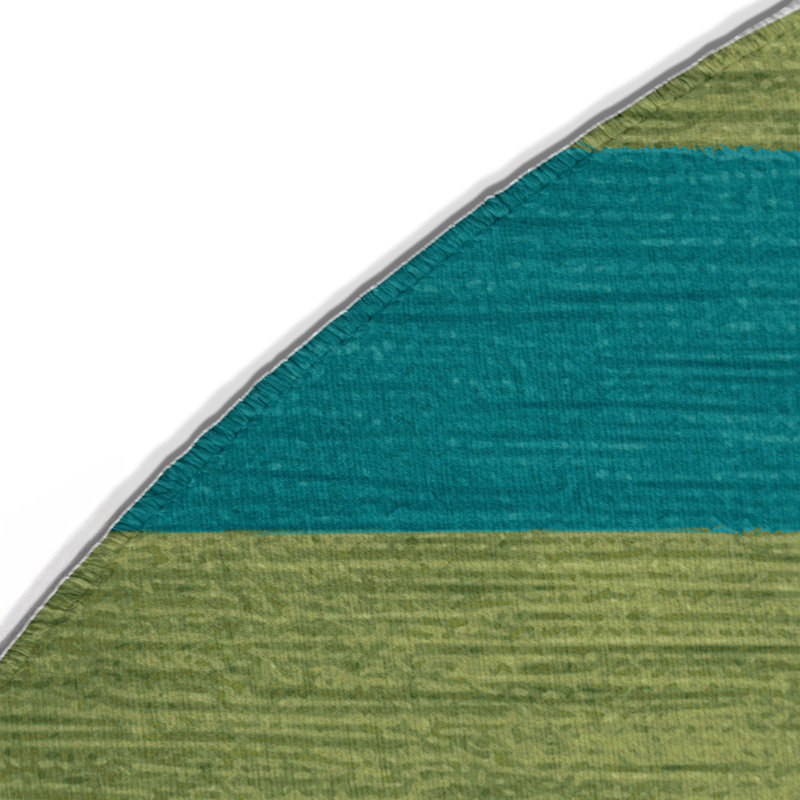 HorizontalStripes Green Indoor and Outdoor Area Rug, Round 5'