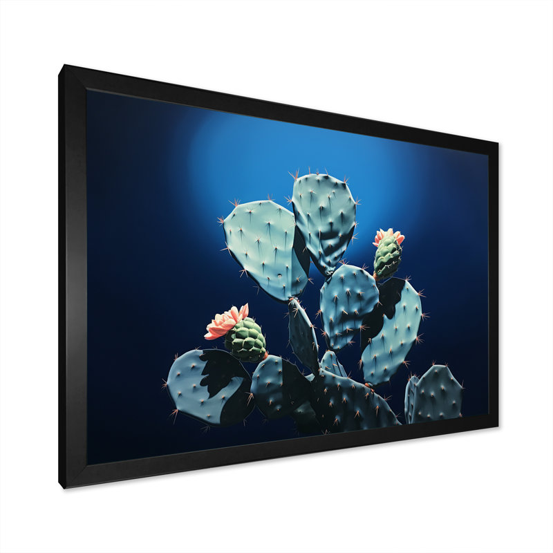 " Cactus Sapphire Solitude I ", Black Single Picture Framed, 30" H x 40" W x 1.5" D