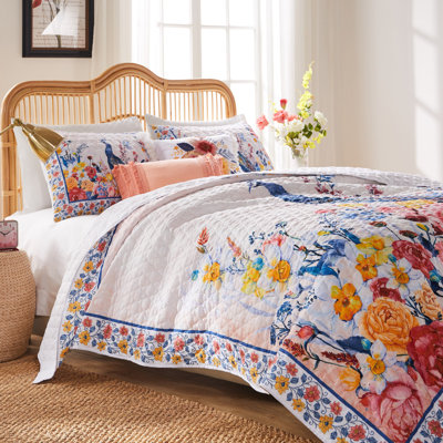 Ensemble de courtepointe pour grand lit 3 pièces 90 x 90 + 20 x 26 Greenland Home Fashions Huntington Gold (2)