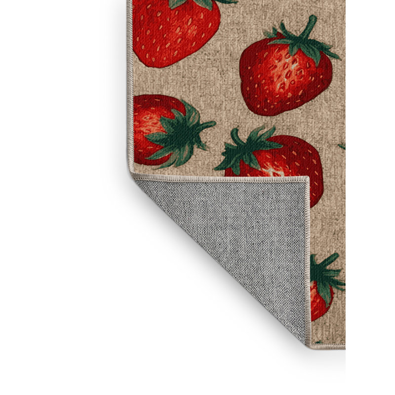  Tapis lavable à la fraise, Rond 4 pi