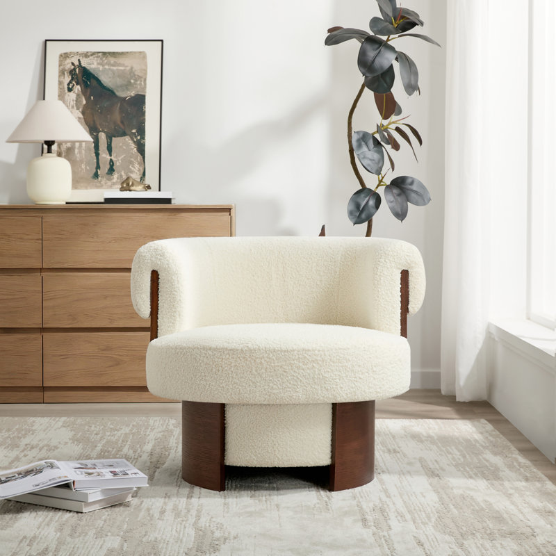 Scrolla Swivel Barrel Chair, Beige, 1