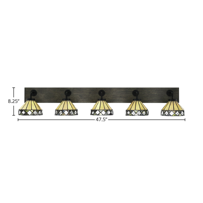 Barre d'éclairage de salle de bain 5 lumières Oxbridge, Noir mat / gris vieilli