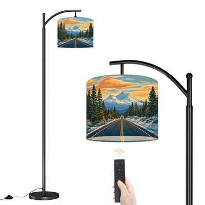 Arc Floor Lamp with Adjustable Lampshade Road to Mount California Standing Lamp 3 Color Temperatures Dimmable Tall Pole Lamp with Foot Switch for Bedroom