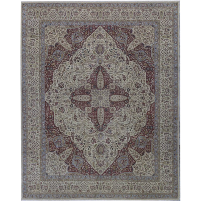 Hand-Knotted High-Quality Cream and Cream Area Rug