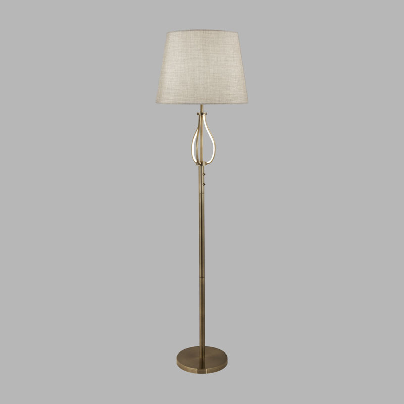 Almond 152cm Chrome Traditional Floor Lamp