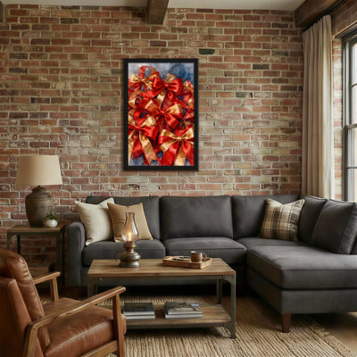 Christmas Red And Gold Ribbons Art Print