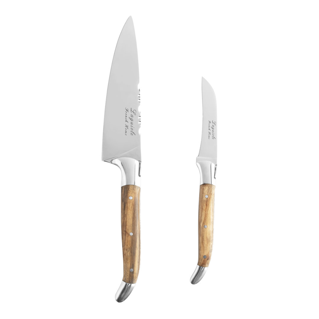 French Home 2-Piece Laguiole Connoisseur Vegetable Knife Set with Olive Wood Handles (Set of 2) French Home