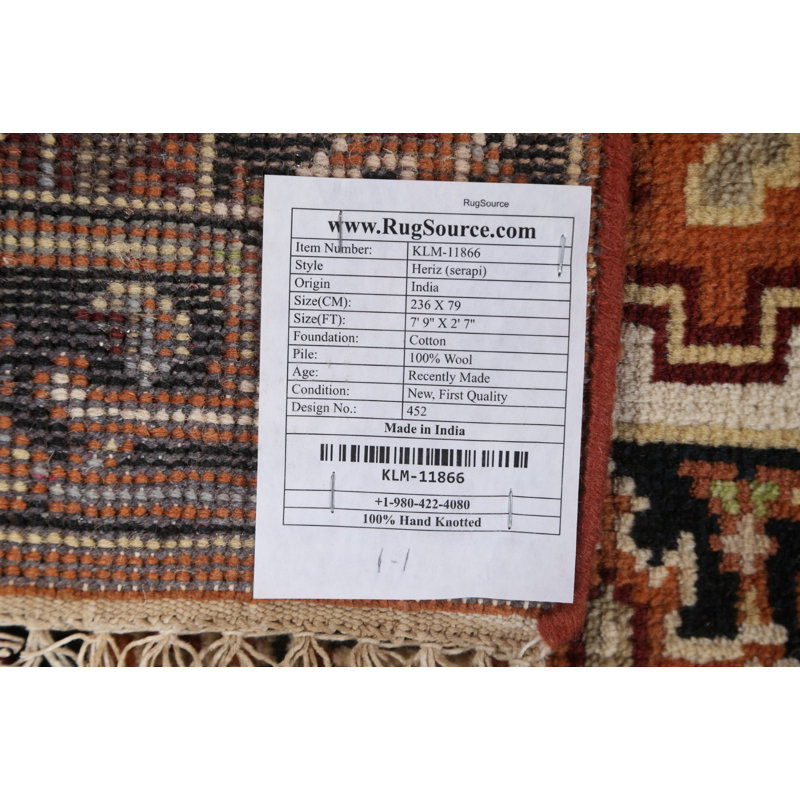 One-of-a-Kind 2' 7''X7' 9'' New Age Runner Wool Area Rug in