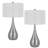 Ege Table Lamp Set of 2, Teardrop Brushed Steel Base, White Shade-103134242